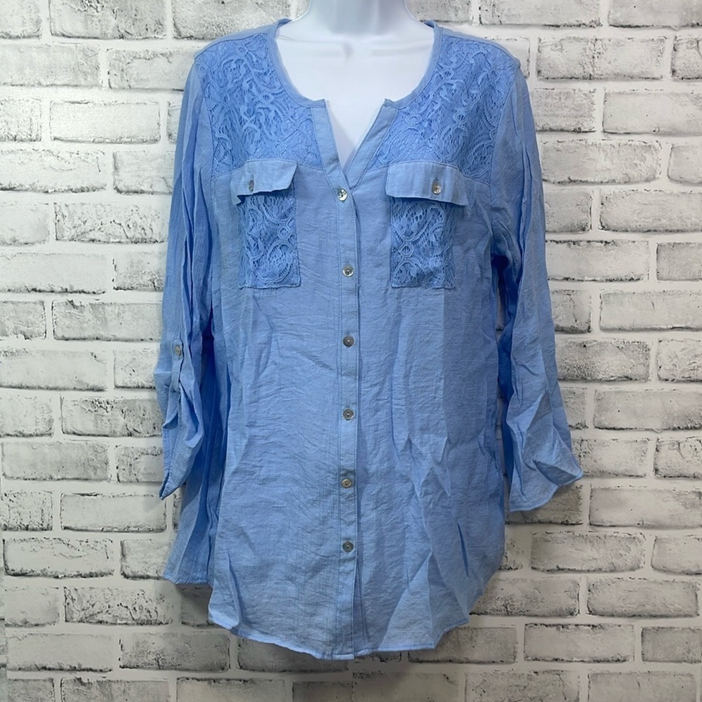 Kim Rodgers Button Up Light Weight Blouse XL - Picture 2 of 10